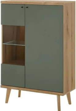 Vitrine Alva Eiche Evoke Coast Nachbildung salbei B/H/T: ca. 90x134x40 cm