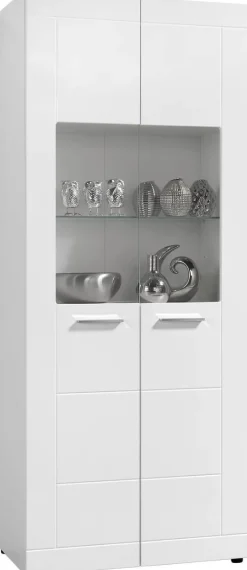 Vitrine Atlanta weiß Hochglanz perlweiß Optik B/H/T: ca. 75x188x40 cm