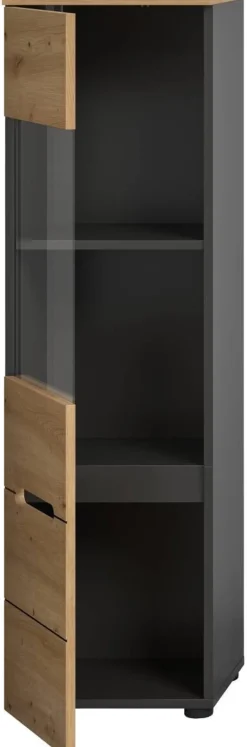 Vitrine Canu basaltgrau Nachbildung Artisan Oak Nachbildung B/H/T: ca. 36x125x33 cm