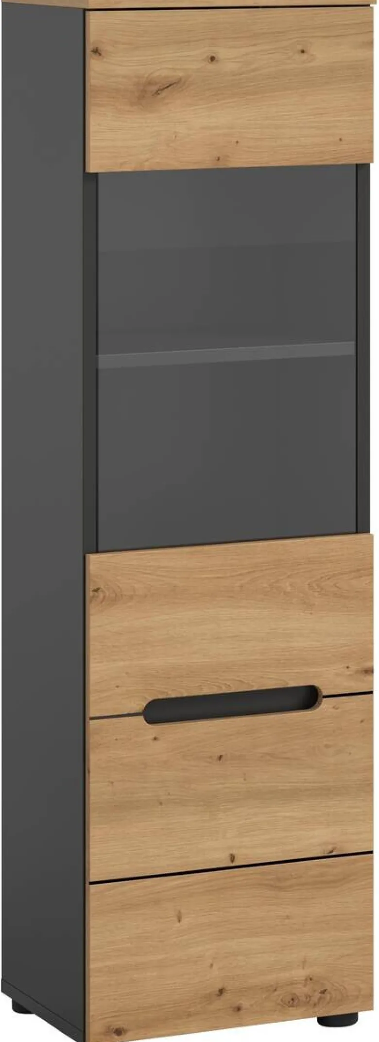 Vitrine Canu basaltgrau Nachbildung Artisan Oak Nachbildung B/H/T: ca. 36x125x33 cm