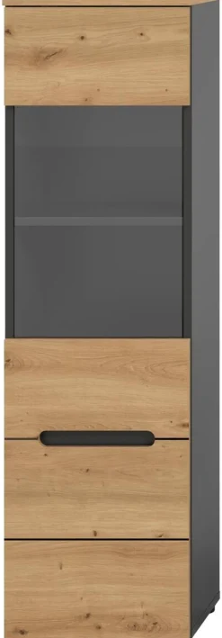 Vitrine Canu basaltgrau Nachbildung Artisan Oak Nachbildung B/H/T: ca. 36x125x33 cm