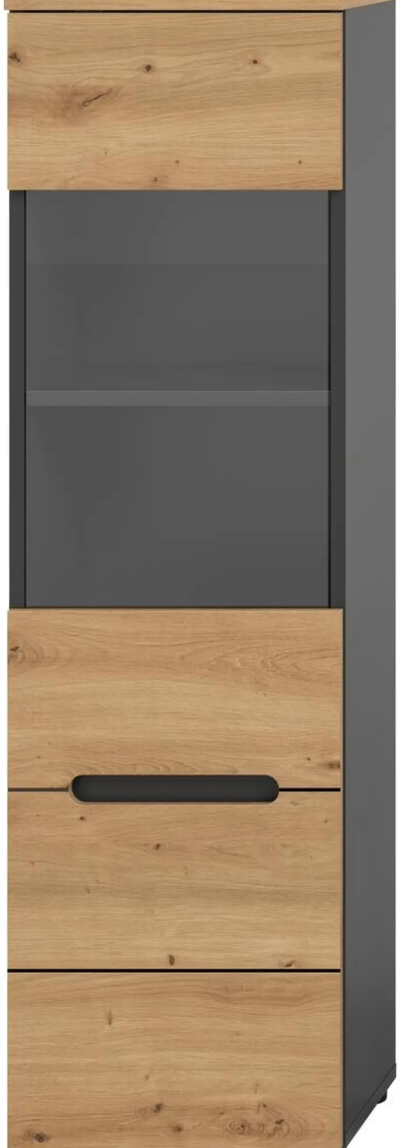 Vitrine Canu basaltgrau Nachbildung Artisan Oak Nachbildung B/H/T: ca. 36x125x33 cm