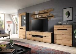 Vitrine Canu basaltgrau Nachbildung Artisan Oak Nachbildung B/H/T: ca. 190x80x37 cm