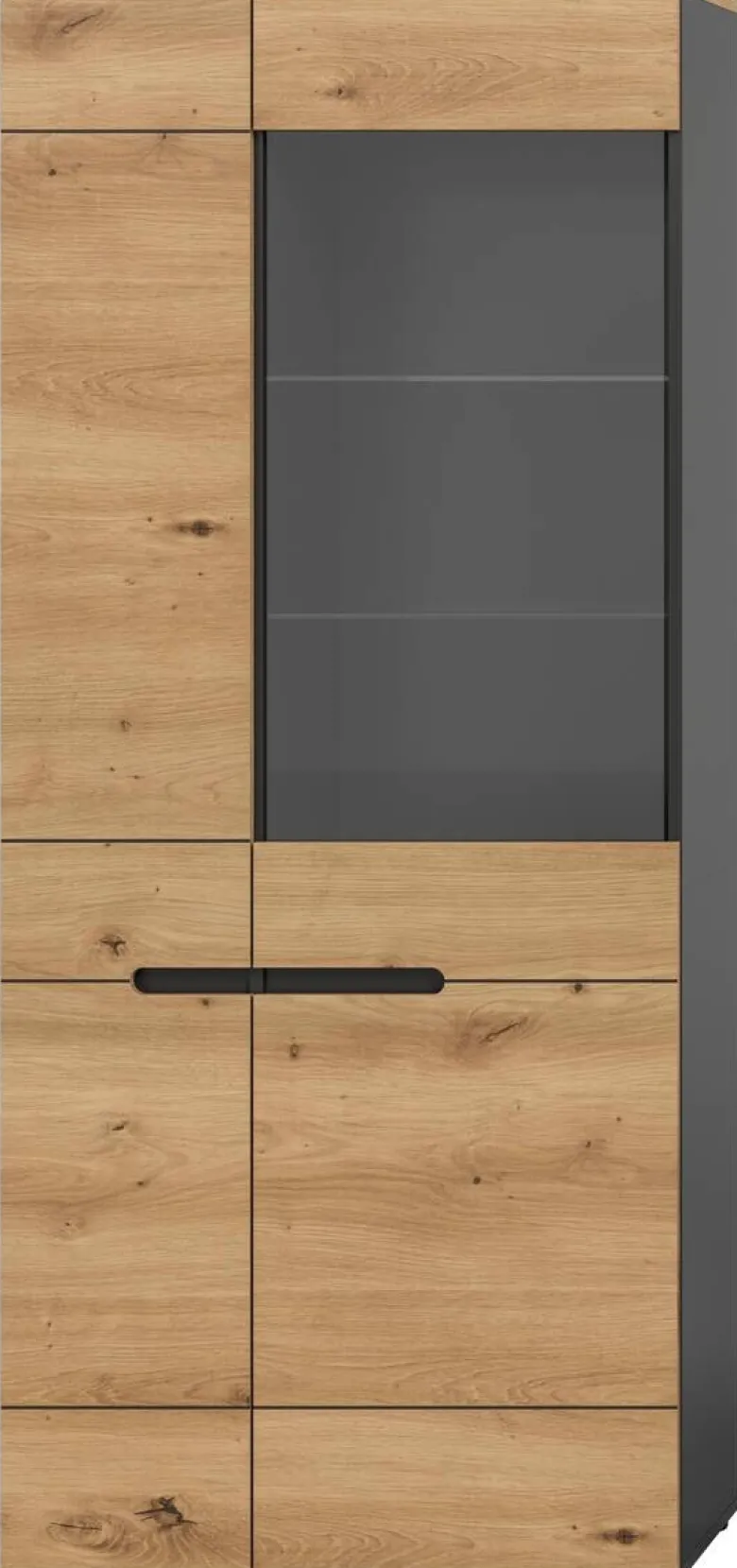 Vitrine Canu basaltgrau Nachbildung Artisan Oak Nachbildung B/H/T: ca. 190x80x37 cm