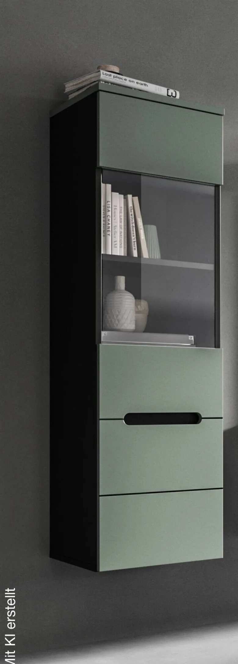 Vitrine Canu grün basaltgrau Nachbildung B/H/T: ca. 36x125x33 cm