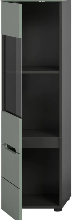 Vitrine Canu grün basaltgrau Nachbildung B/H/T: ca. 36x125x33 cm