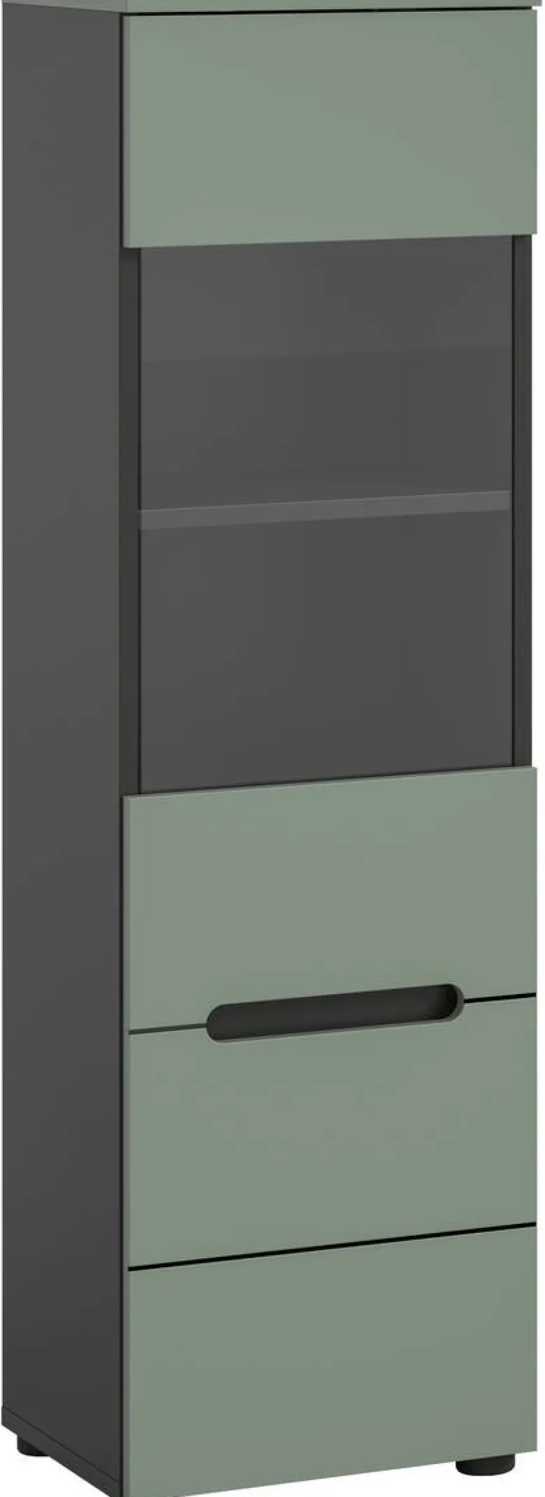 Vitrine Canu grün basaltgrau Nachbildung B/H/T: ca. 36x125x33 cm
