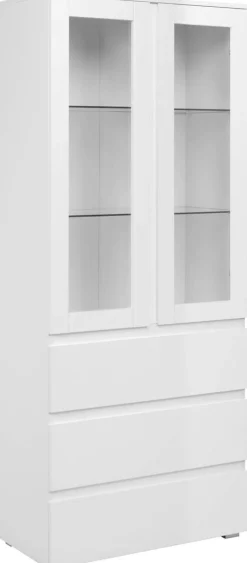 Vitrine Capetown weiß weiß glänzend B/H/T: ca. 80x191x40 cm