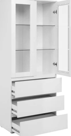 Vitrine Capetown weiß weiß glänzend B/H/T: ca. 80x191x40 cm