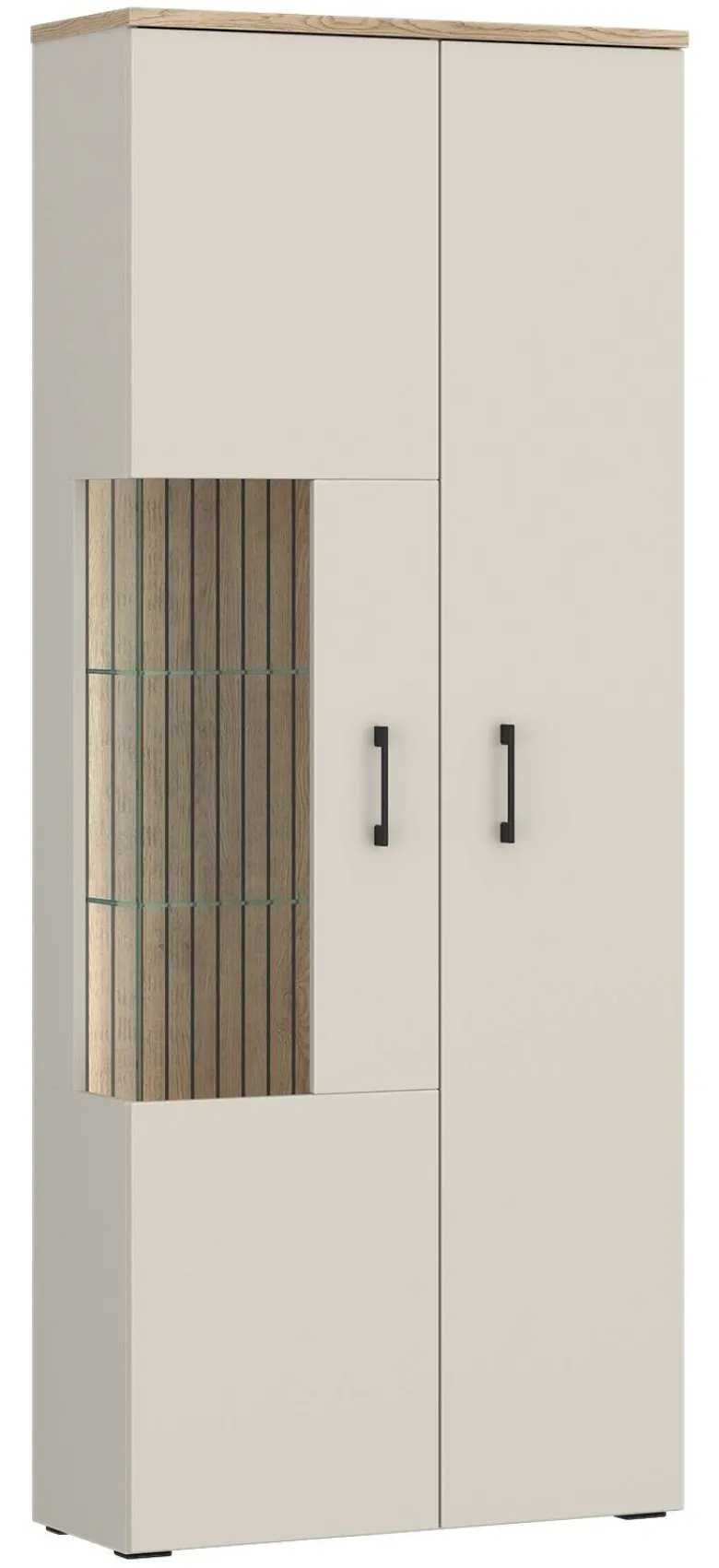 Vitrine Cashmere Eiche Nachbildung Spanplatte B/H/T: ca. 76x192x35 cm