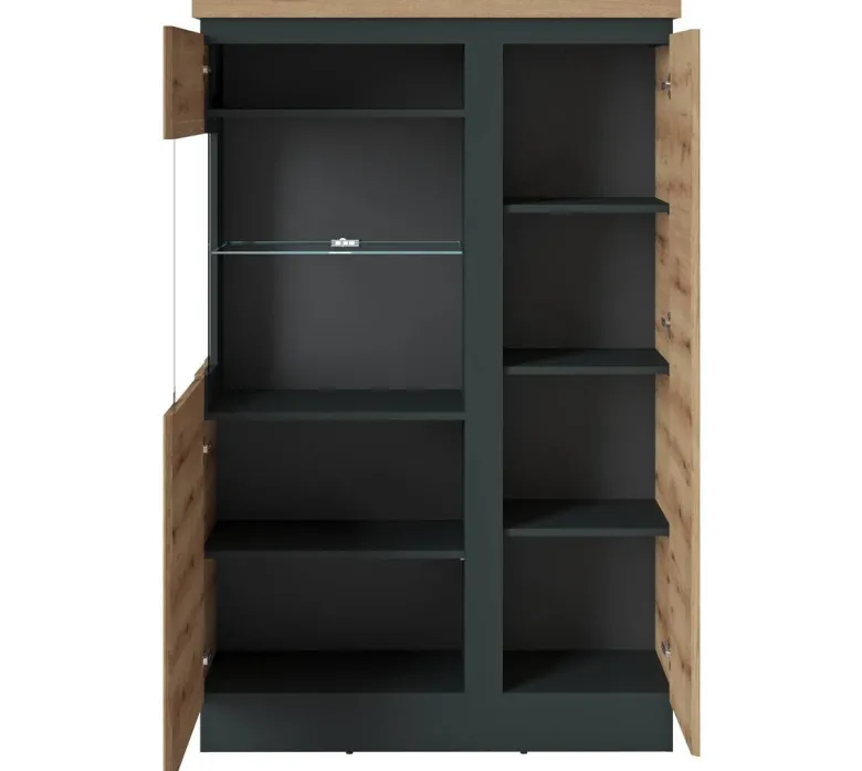 Vitrine Corte Eiche Evoke Coast Nachbildung grau B/H/T: ca. 104x164x40 cm