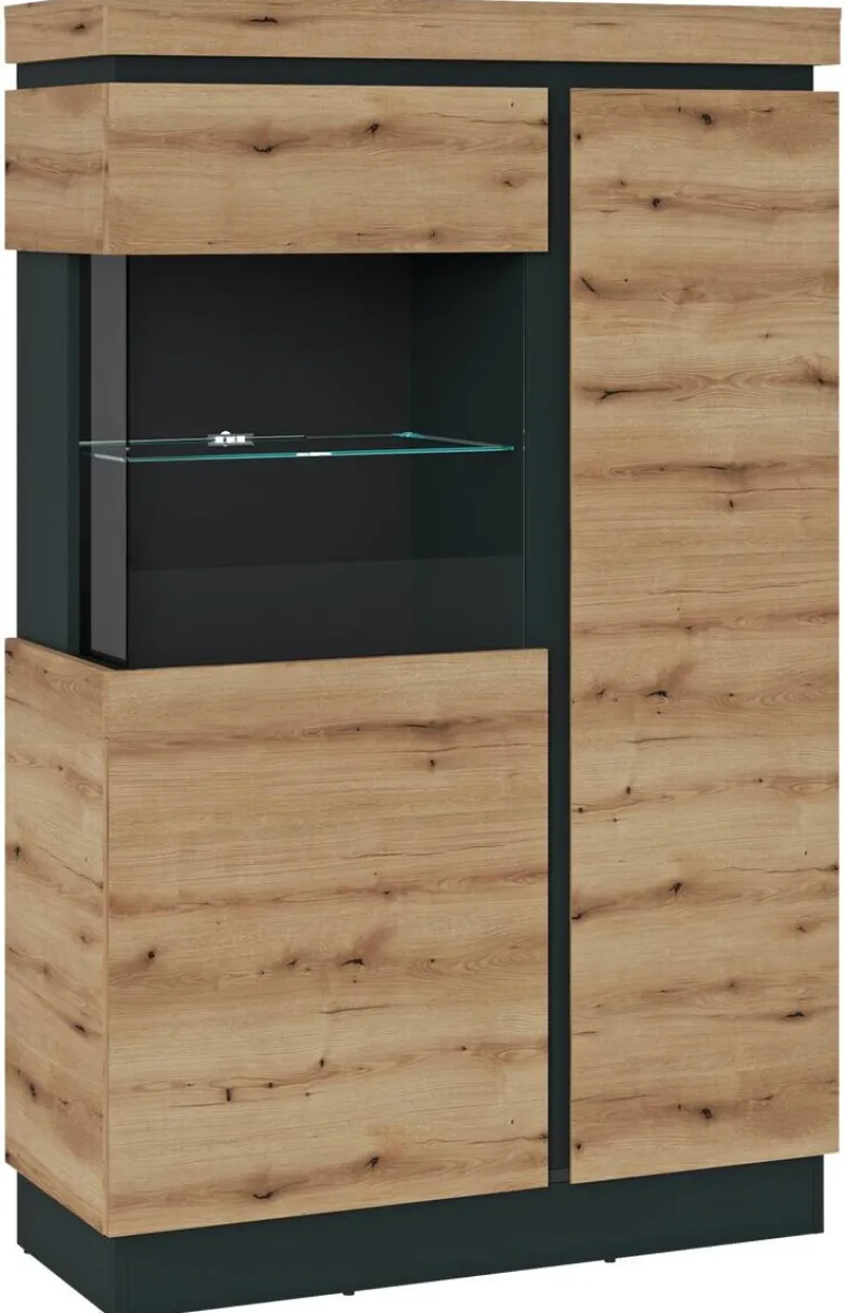 Vitrine Corte Eiche Evoke Coast Nachbildung grau B/H/T: ca. 104x164x40 cm