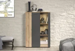Vitrine Esteban anthrazit Eiche Evoke Coast Nachbildung B/H/T: ca. 90x132x34 cm