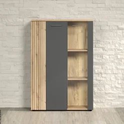 Vitrine Esteban anthrazit Eiche Evoke Coast Nachbildung B/H/T: ca. 90x132x34 cm