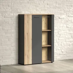 Vitrine Esteban anthrazit Eiche Evoke Coast Nachbildung B/H/T: ca. 90x132x34 cm