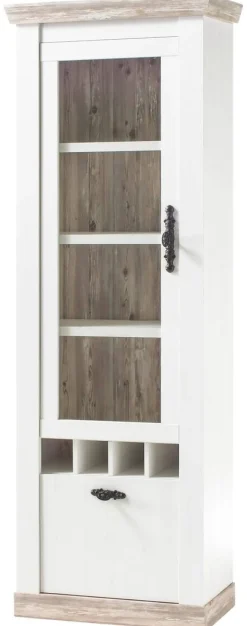 Vitrine Florenz weiß Pinie B/H/T: ca. 70x201x37 cm