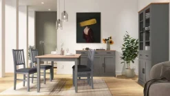 Vitrine Forenzo grau lackiert Holz B/H/L: ca. 38,4x190x90 cm