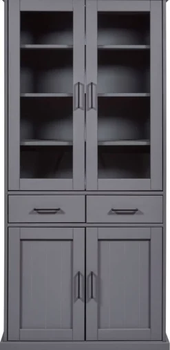 Vitrine Forenzo grau lackiert Holz B/H/L: ca. 38,4x190x90 cm