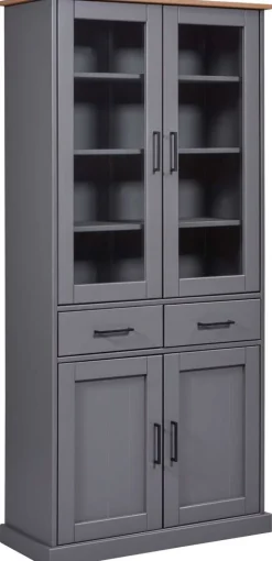Vitrine Forenzo grau lackiert Holz B/H/L: ca. 38,4x190x90 cm