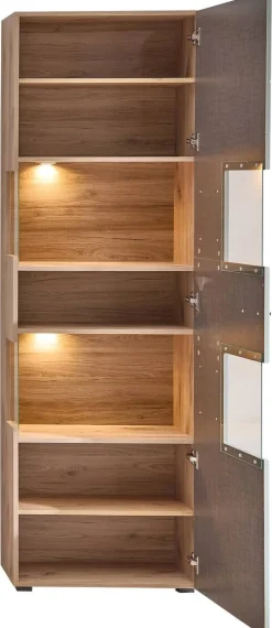 Vitrine Fun Plus 2 salbei Oak Eiche Viking Nachbildung B/H/T: ca. 65x205x37 cm