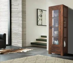 Vitrine Genua Akazie dunkel B/H/T: ca. 50x175x40 cm