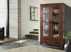 Vitrine Genua Akazie dunkel B/H/T: ca. 100x175x40 cm