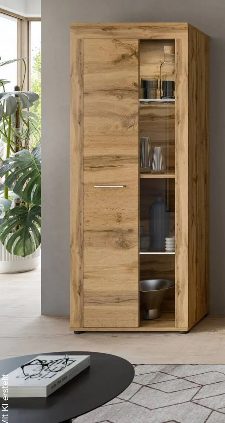 Vitrine Jam Eiche Wotan Nachbildung B/H/T: ca. 60x159x35 cm