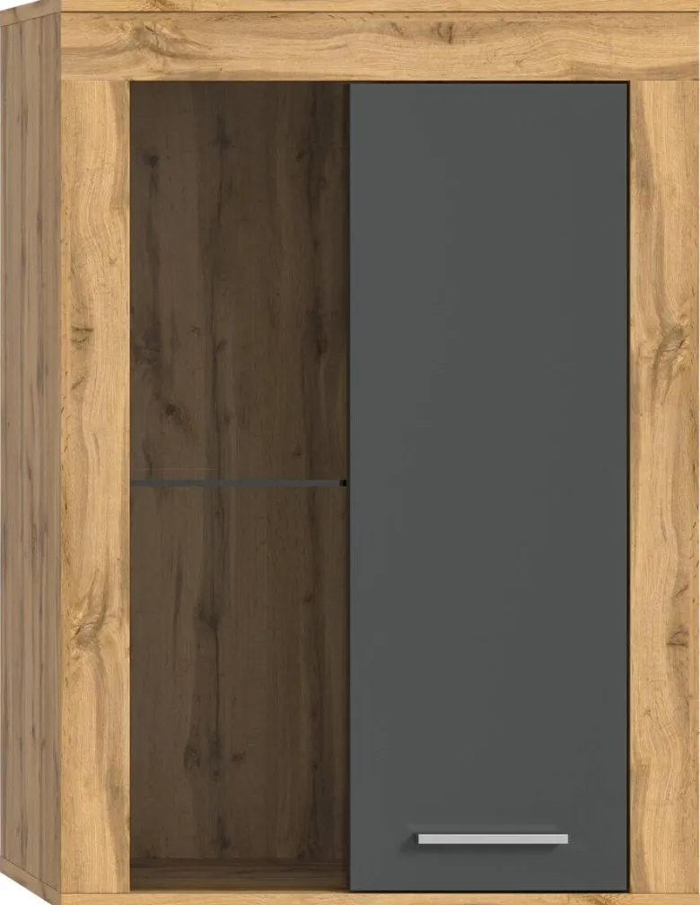 Vitrine Jam Eiche Wotan Nachbildung grau B/H/T: ca. 60x86x35 cm