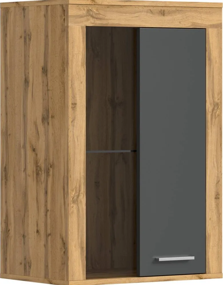 Vitrine Jam Eiche Wotan Nachbildung grau B/H/T: ca. 60x86x35 cm
