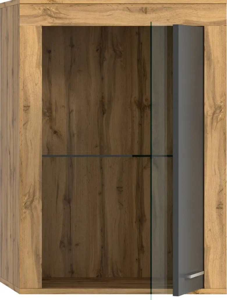 Vitrine Jam Eiche Wotan Nachbildung grau B/H/T: ca. 60x86x35 cm