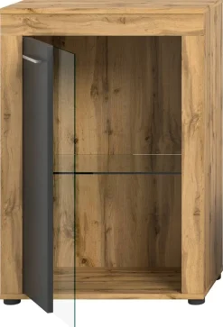 Vitrine Jam Eiche Wotan Nachbildung grau B/H/T: ca. 60x86x35 cm