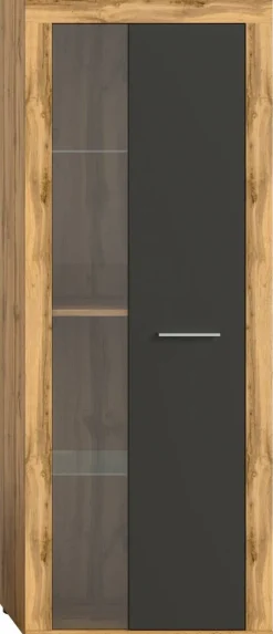 Vitrine Jam Eiche Wotan Nachbildung grau B/H/T: ca. 60x159x35 cm