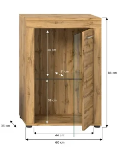 Vitrine Jam Eiche Wotan Nachbildung B/H/T: ca. 60x86x35 cm