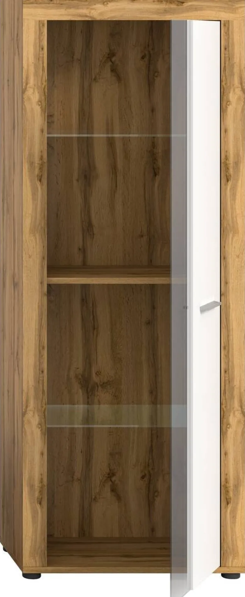 Vitrine Jam Eiche Wotan Nachbildung weiß B/H/T: ca. 60x159x35 cm