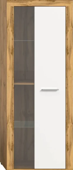 Vitrine Jam Eiche Wotan Nachbildung weiß B/H/T: ca. 60x159x35 cm