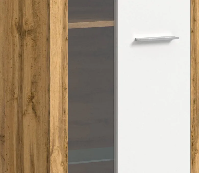 Vitrine Jam Eiche Wotan Nachbildung weiß B/H/T: ca. 60x159x35 cm