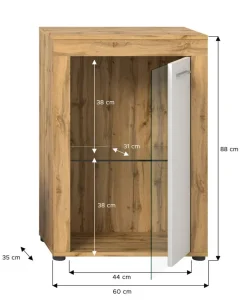 Vitrine Jam Eiche Wotan Nachbildung weiß B/H/T: ca. 60x86x35 cm