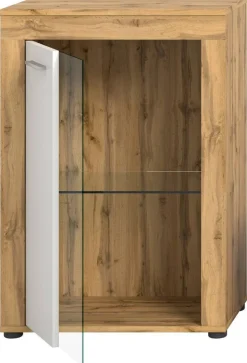 Vitrine Jam Eiche Wotan Nachbildung weiß B/H/T: ca. 60x86x35 cm