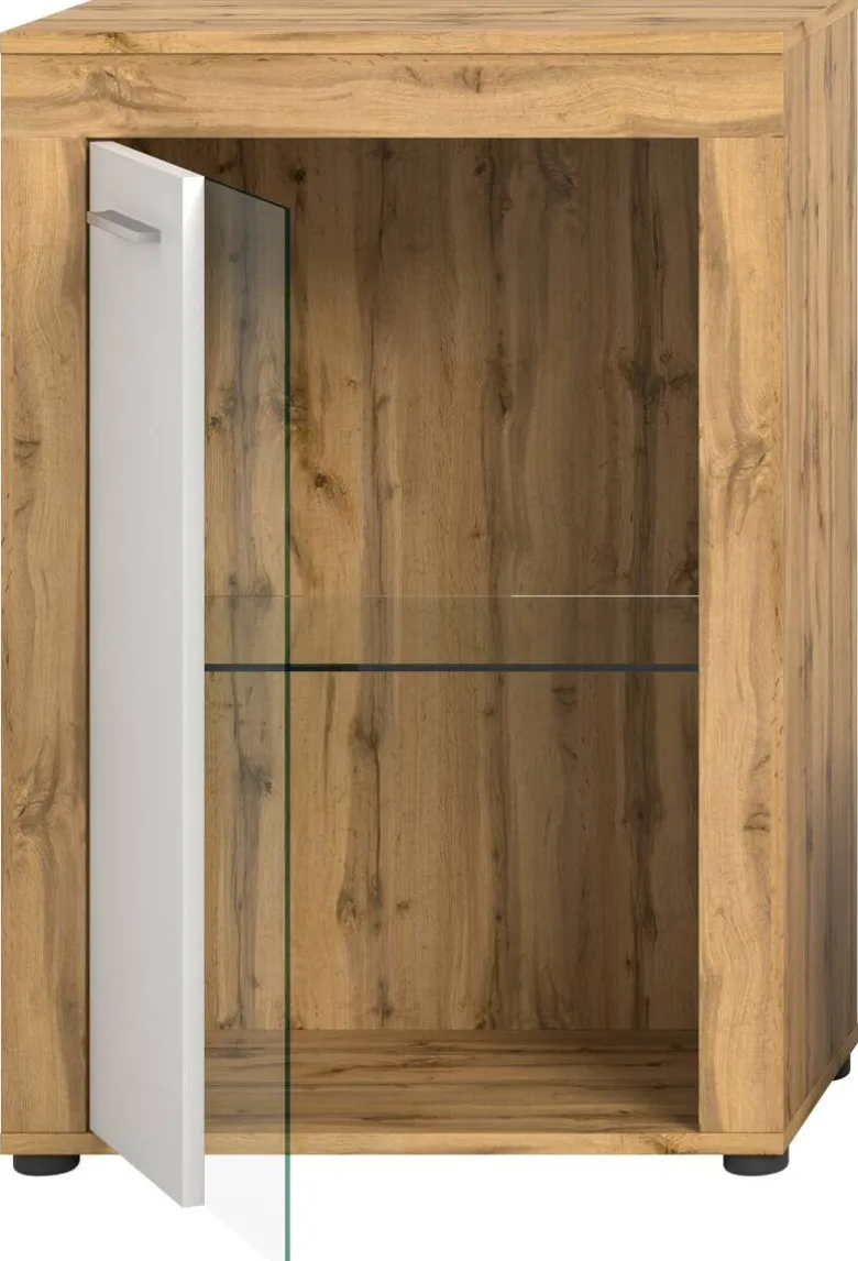 Vitrine Jam Eiche Wotan Nachbildung weiß B/H/T: ca. 60x86x35 cm