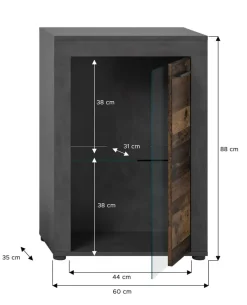 Vitrine Jam Matera Nachbildung Old Wood Nachbildung B/H/T: ca. 86x60x35 cm