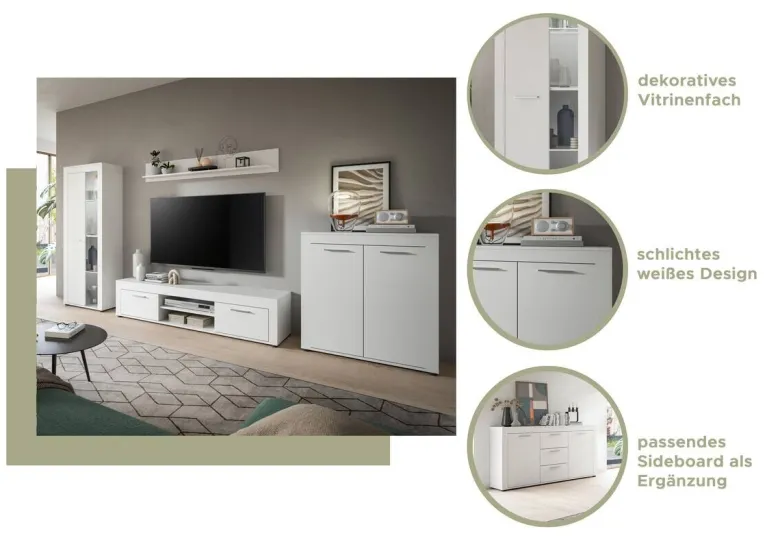 Vitrine Jam weiß B/H/T: ca. 86x60x35 cm