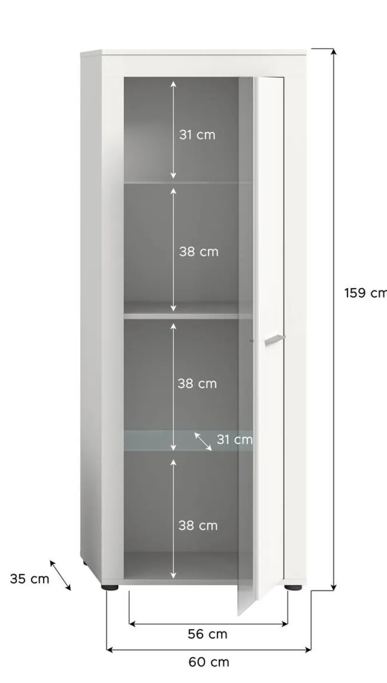 Vitrine Jam weiß B/H/T: ca. 60x159x35 cm