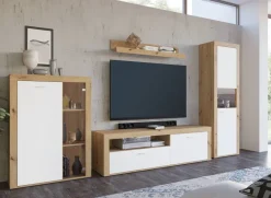 Vitrine Mallorca Plus Eiche Artisan Nachbildung weiß B/H/T: ca. 90x123x35 cm