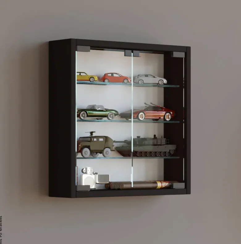 Vitrine Mandosa S schwarz Holzwerkstoff Glas B/H/T: ca. 40x40x10 cm