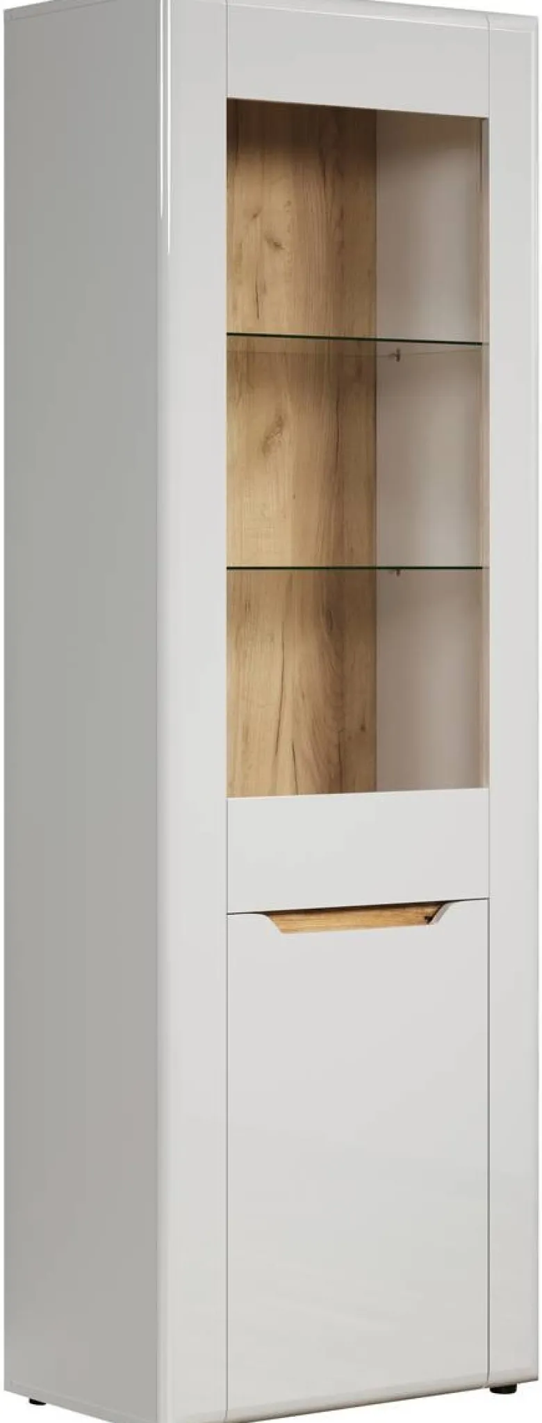 Vitrine Marlon Eiche Evoke Coast Nachbildung weiß Hochglanz B/H/T: ca. 65x192x40 cm