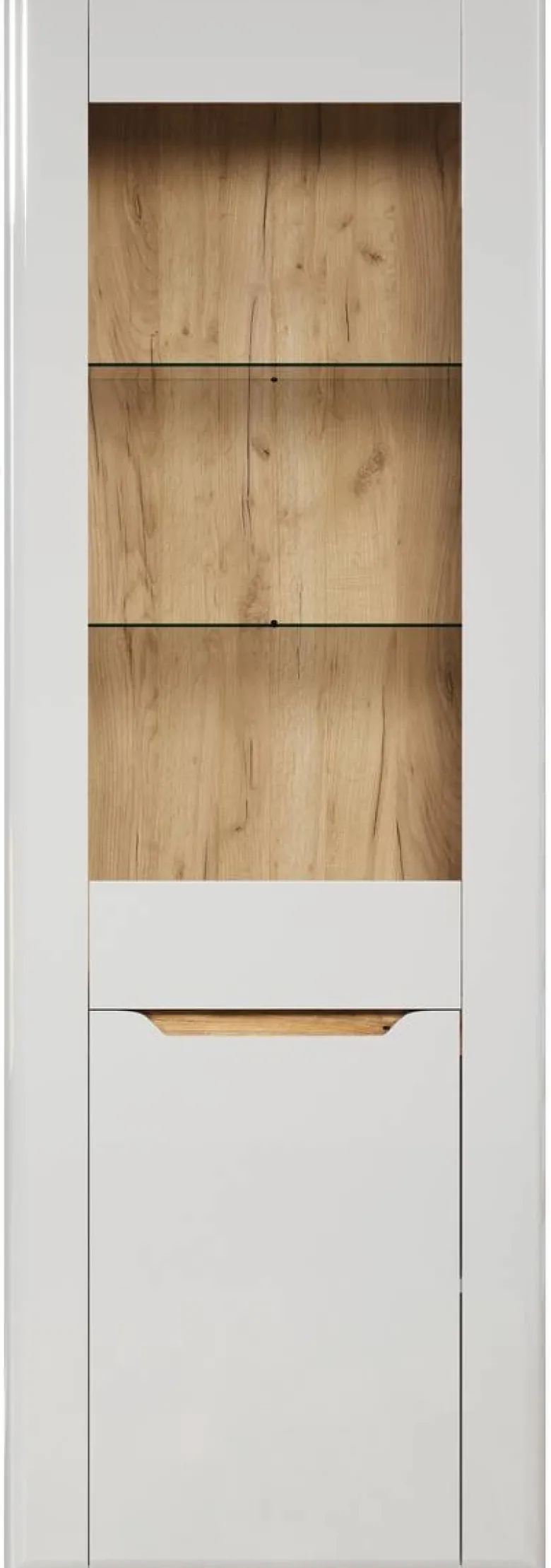 Vitrine Marlon Eiche Evoke Coast Nachbildung weiß Hochglanz B/H/T: ca. 65x192x40 cm