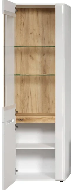 Vitrine Marlon Eiche Evoke Coast Nachbildung weiß Hochglanz B/H/T: ca. 65x192x40 cm