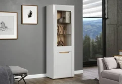 Vitrine Marlon Eiche Evoke Coast Nachbildung weiß Hochglanz B/H/T: ca. 65x192x40 cm