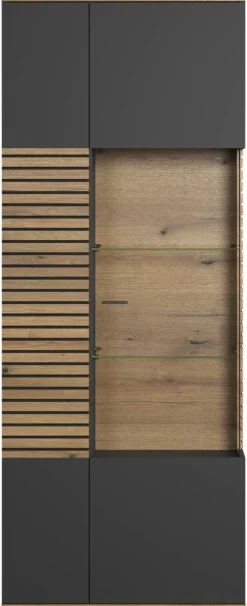Vitrine Norris anthrazit Eiche Evoke Coast Nachbildung B/H/T: ca. 80x204x37 cm