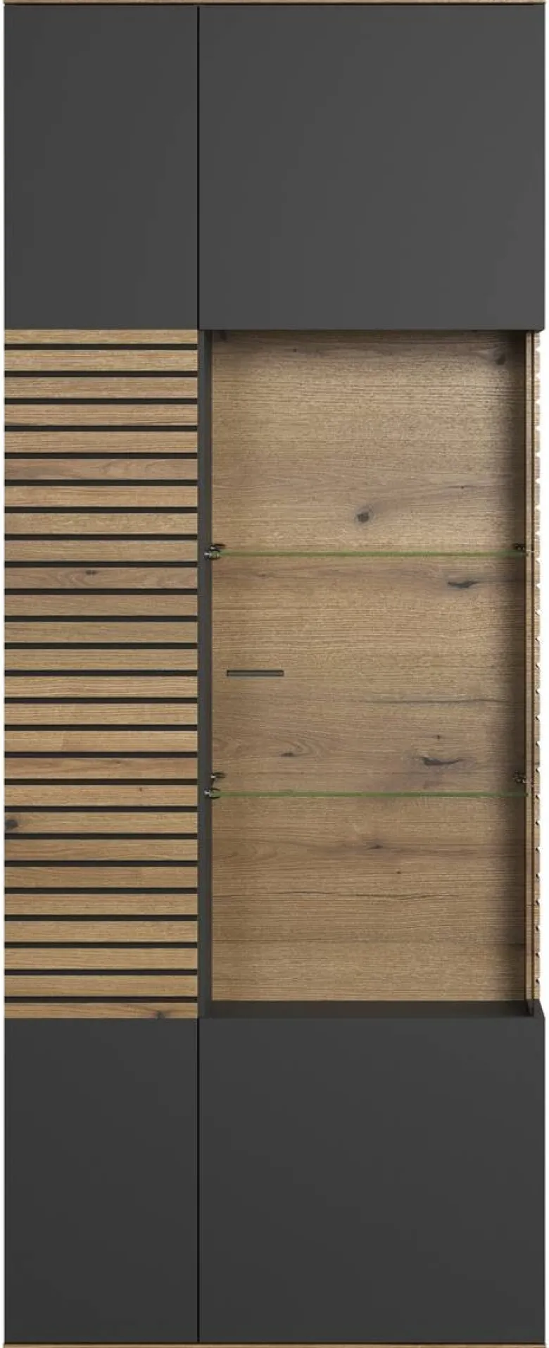 Vitrine Norris anthrazit Eiche Evoke Coast Nachbildung B/H/T: ca. 80x204x37 cm